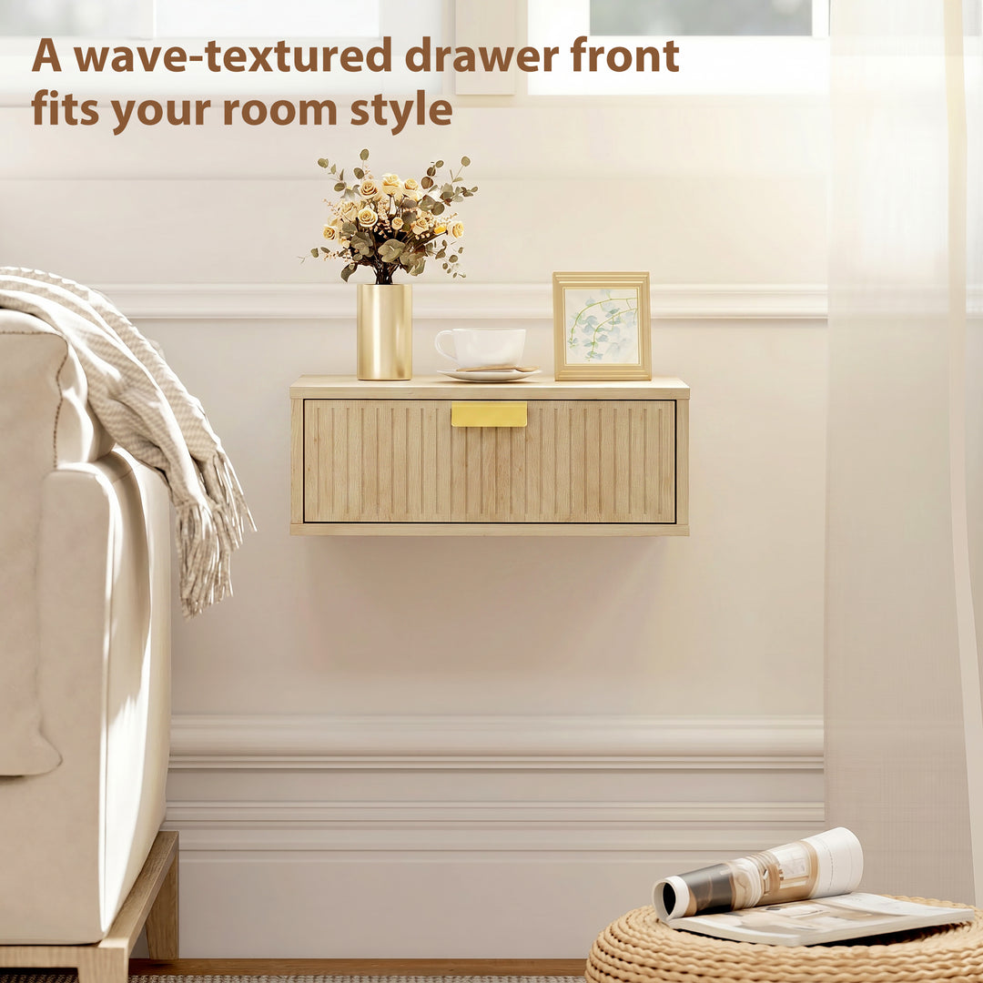 Modern Floating Nightstands Set of 2, Wall Mounted Bedside Tables with