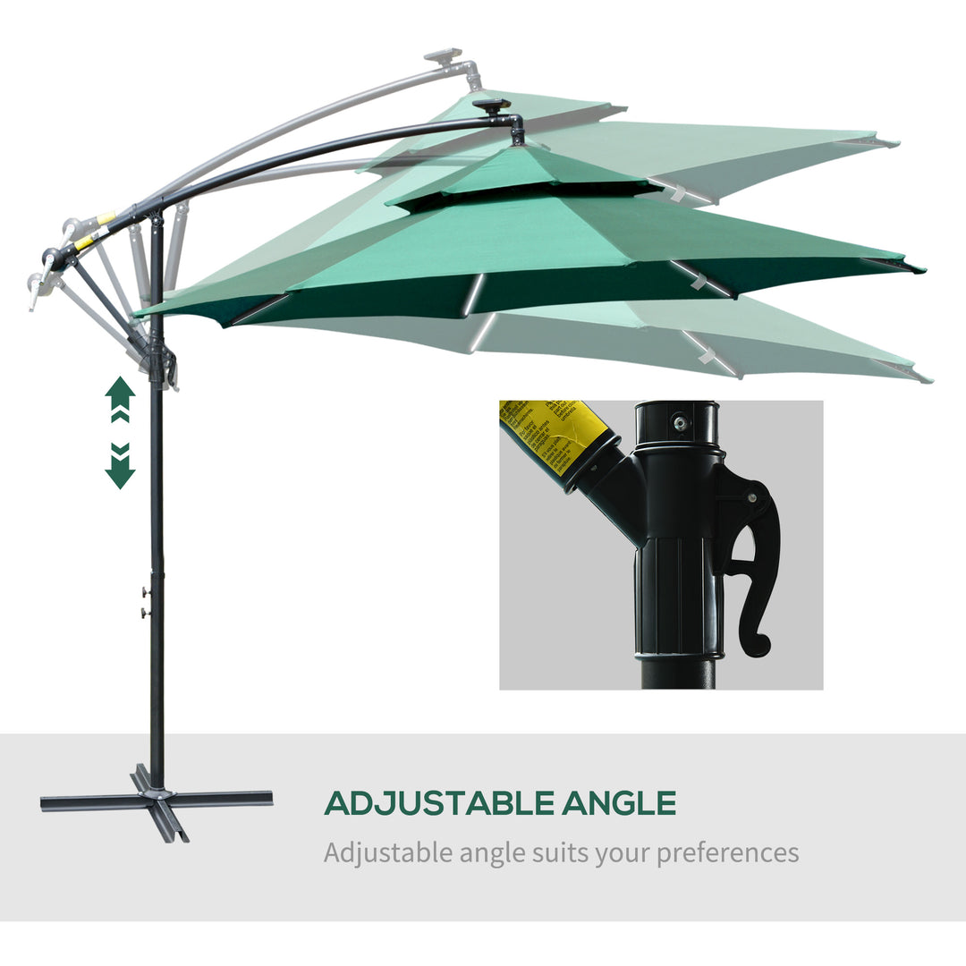 3m LED Light Overhanging Parasol - Green