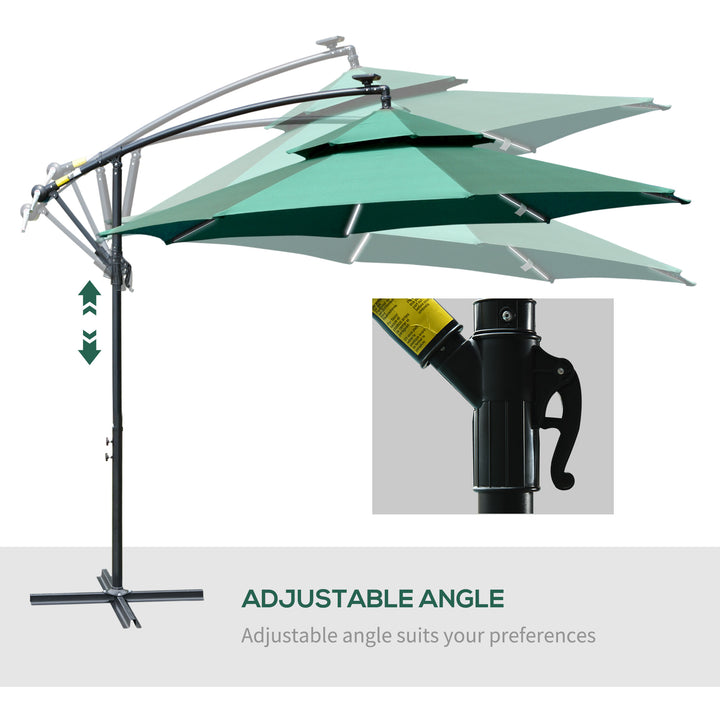 3m LED Light Overhanging Parasol - Green