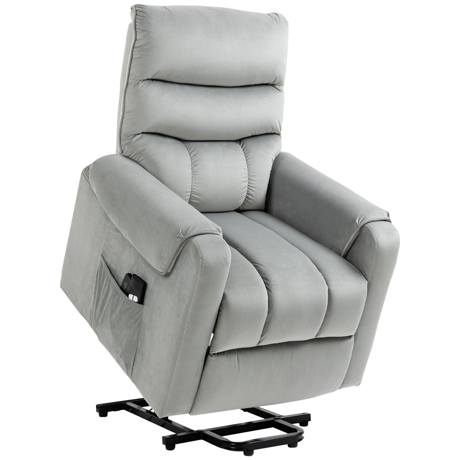 Vibration Massage Rise and Recliner Chair, Electric Power Lift Recliner with Remote Control and Side Pockets, Grey
