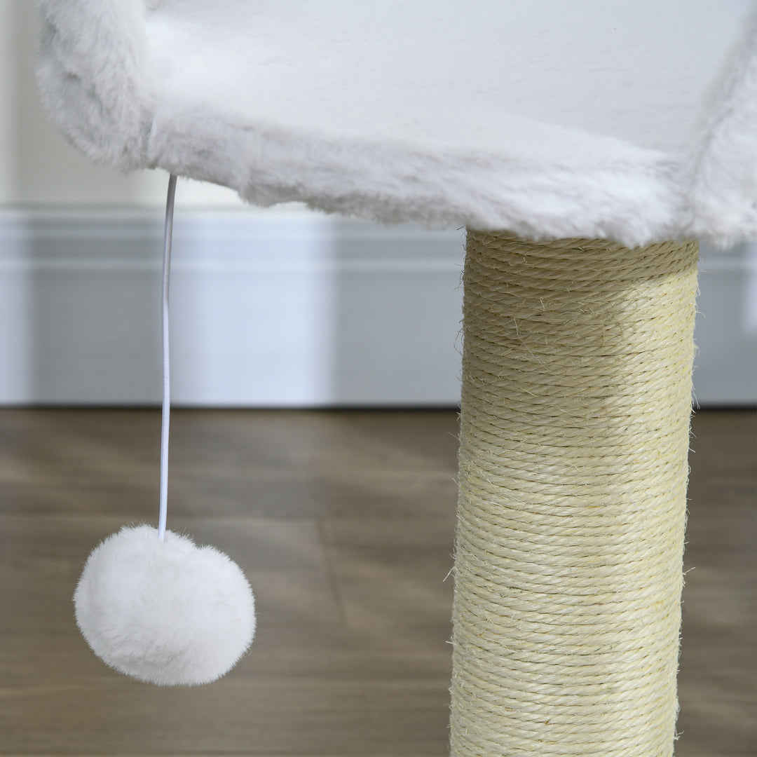 PawHut Cat Tree Tower with Scratching Posts, White