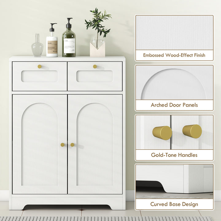 HOMCOM Bathroom Floor Cabinet with 2 Drawers - White