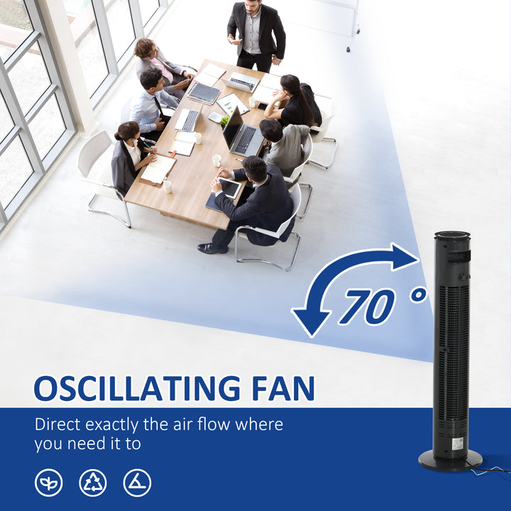 HOMCOM Tower Fan, 30'', with 3 Speeds, 3 Modes, 10h Timer, 70鎺?Oscillation, LED Display, Remote Control, Dark Grey | Aosom UK