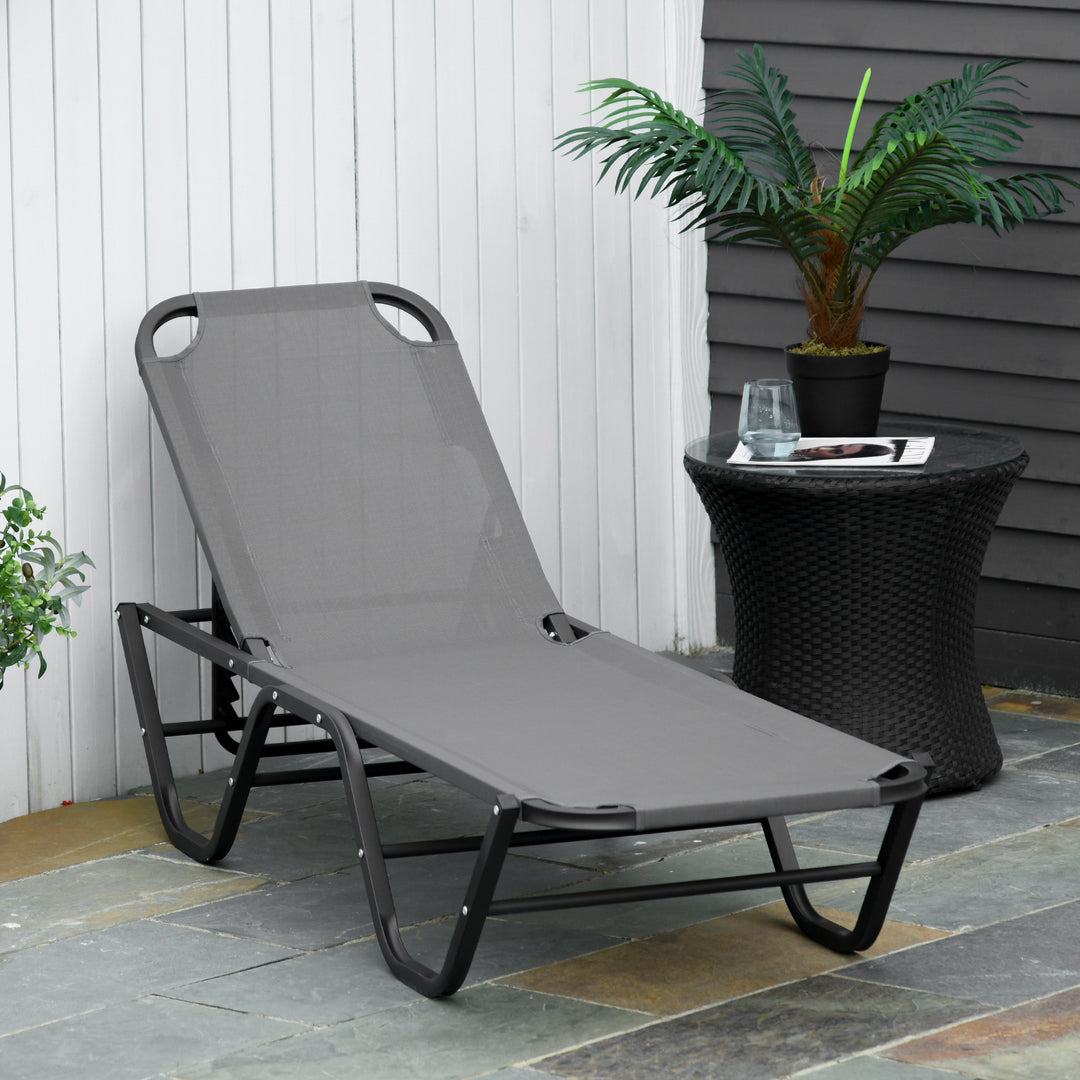 MCL Sun Lounger Relaxed Recliner with 5-Position Adjustable Backrest Aluminium Frame for Pool, Sun Bathing, Grey