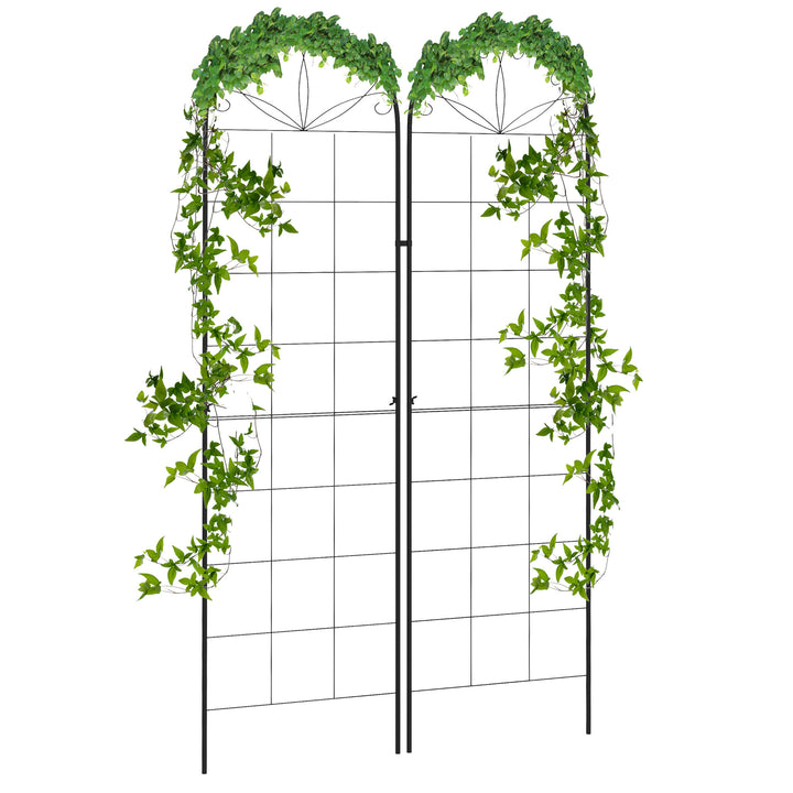 Outsunny Set of 2 Metal Garden Trellises: Climbing Plant Support Frames, Decorative Grid Design | Aosom UK