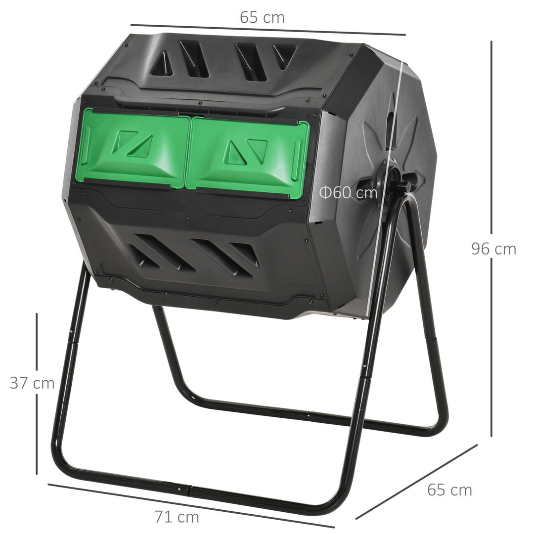 MCL 160L 360° Rotating Dual Chamber Composter - Black