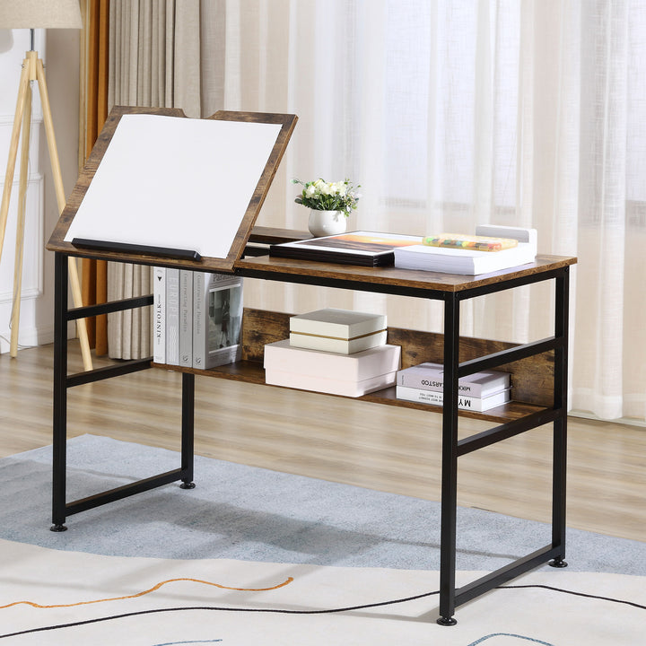HOMCOM Adjustable Drafting Table Art Desk Drawing Table, Craft Desk Workstation for Painting, Multifunctional Writing Desk w/ 15