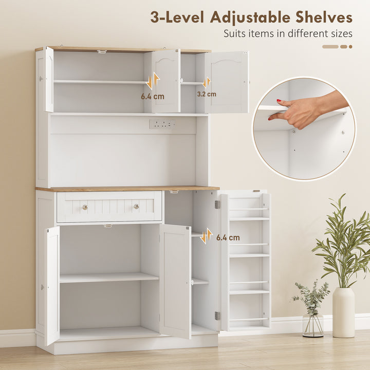 173 cm Tall Kitchen Cupboard with Charging Station, Pantry Storage Cab
