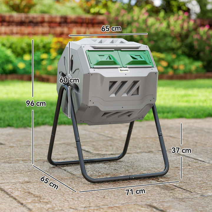 MCL 160L 360° Rotating Dual Chamber Composter - Grey