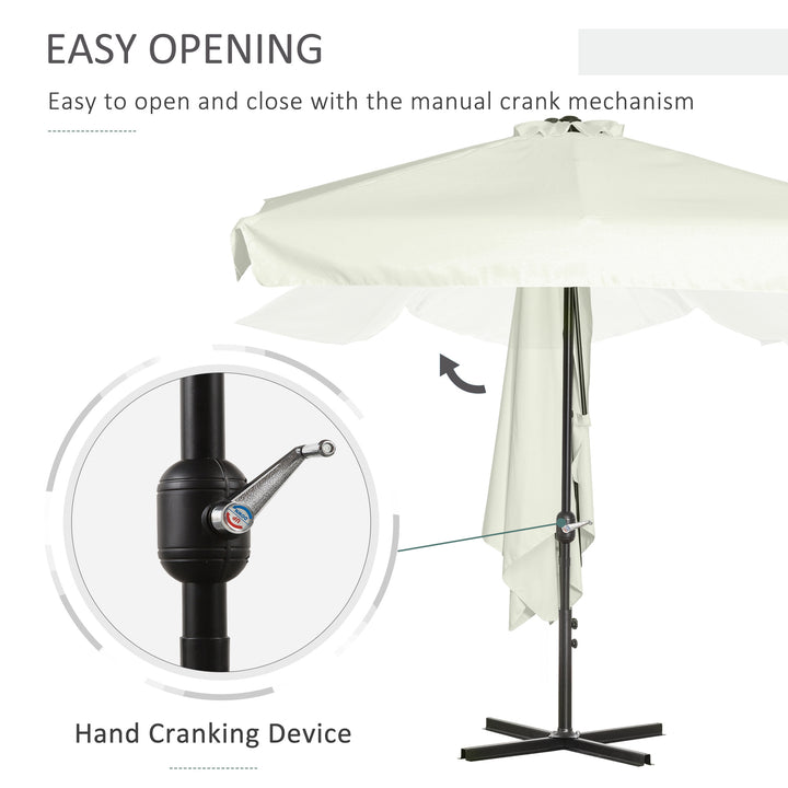 2.3m Half Parasol Semi Round Umbrella Patio Metal Frame Crank Handle for Balcony-- NO BASE INCLUDED, Off-White