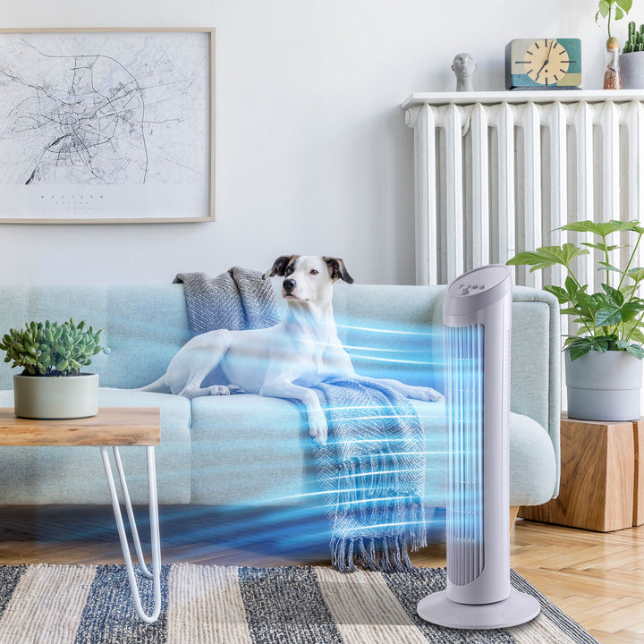 HOMCOM Oscillating Tower: 30-Inch Fan with 3 Speeds, Ultra-Slim Design for Efficient Cooling, Low Noise, White | Aosom UK