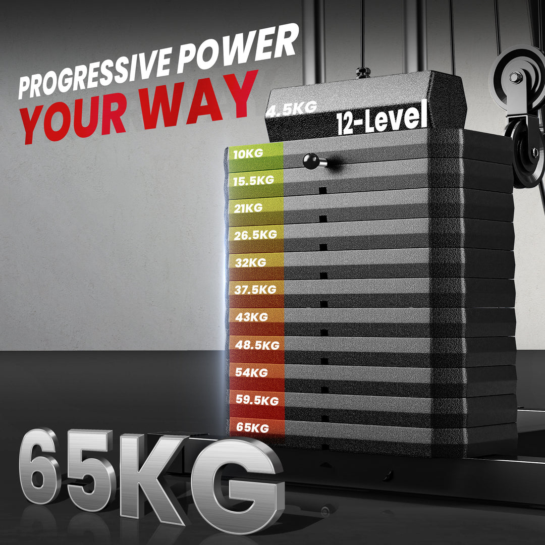 MCL Multigym Station, with 66KG Weight Stack, for Strength Training - Red & Black