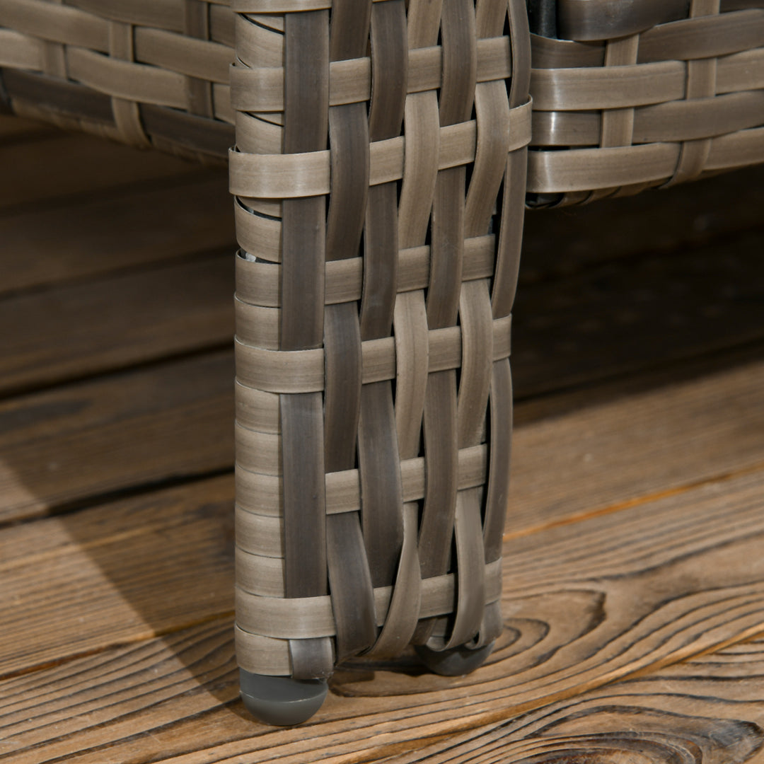 MCL 3 Pieces Rattan Bistro Set, Wicker Garden Furniture Set with Storage Coffee Table and Chairs, Thickened Cushions for Outdoor, Patio, Balcony, Grey