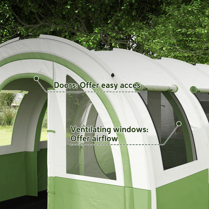 3000mm Waterproof Camping Tent, 5-6 Man Family Tent with Living and Bedroom, Carry Bag Included, Cream and Green