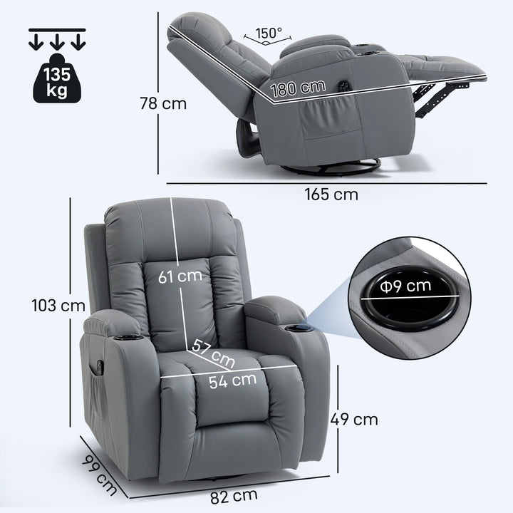 Massage Recliner Armchair, PU Leather Recliner Chair
