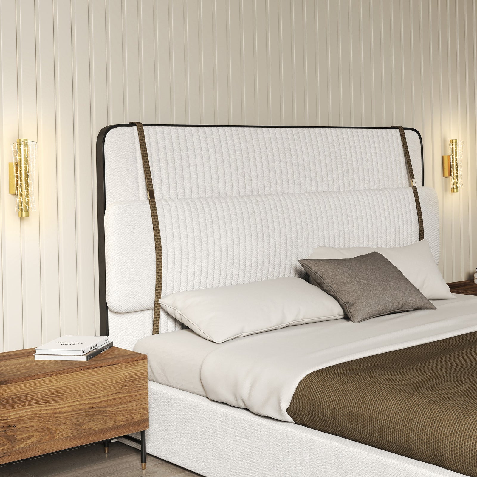 Led Wall Lamp 2 Pack, 9W Modern Indoor Geometric Mesh Wall Light, Colour Temperature Adjustable 3000K/4000K/6500K for Bedroom, Living Room, Hallway, Stairs, Gold Tone