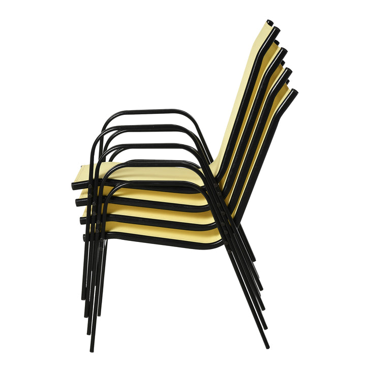 Set of Four Stackable Mesh Seat Chairs - Beige