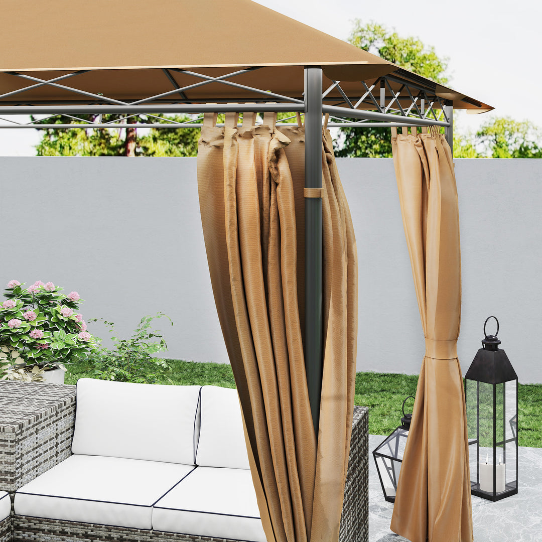 3 x 3 m Solar LED Metal Gazebo - Brown