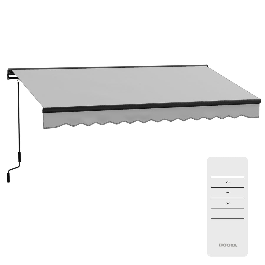 2.5 x 3.5m Aluminium Frame Electric Awning, with Remote - Light Grey