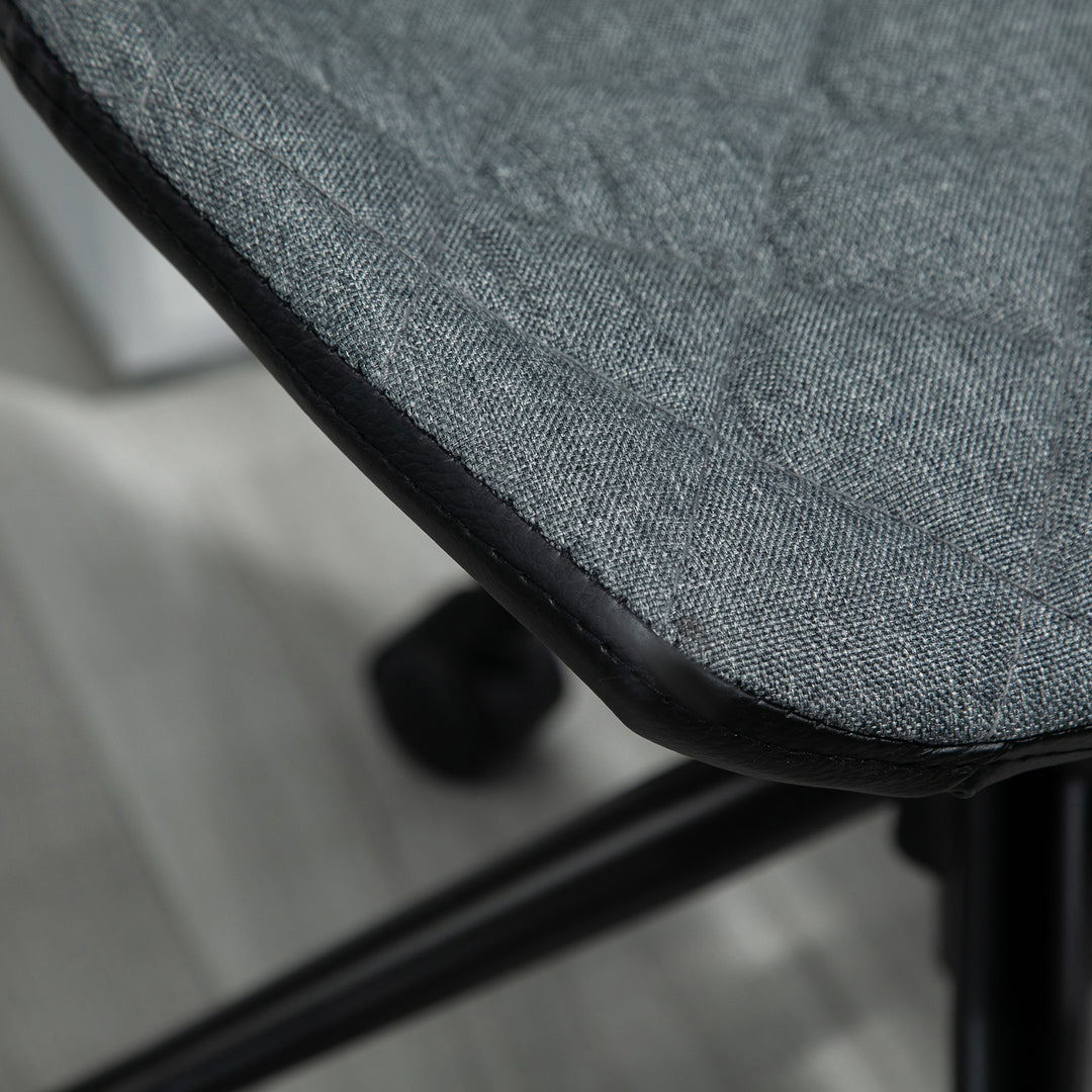 Office Computer Desk Chair, Swivel Task Chair no Arms, Fabric Study Chair with Adjustable Height and Rolling Wheels for Home Work, Grey