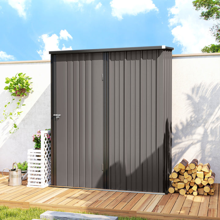 5.3 x 3.1ft Corrugated Steel Garden Shed - Light Grey