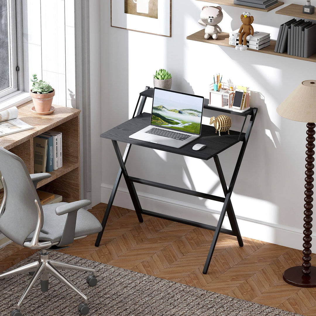 81.5 cm Folding Computer Desk with Monitor Shelf