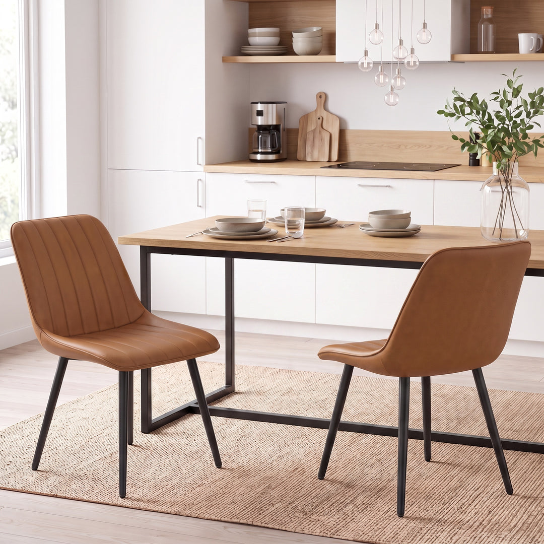 Faux Leather Upholstered Kitchen Chairs, Modern Dining Chairs Set of - view 2