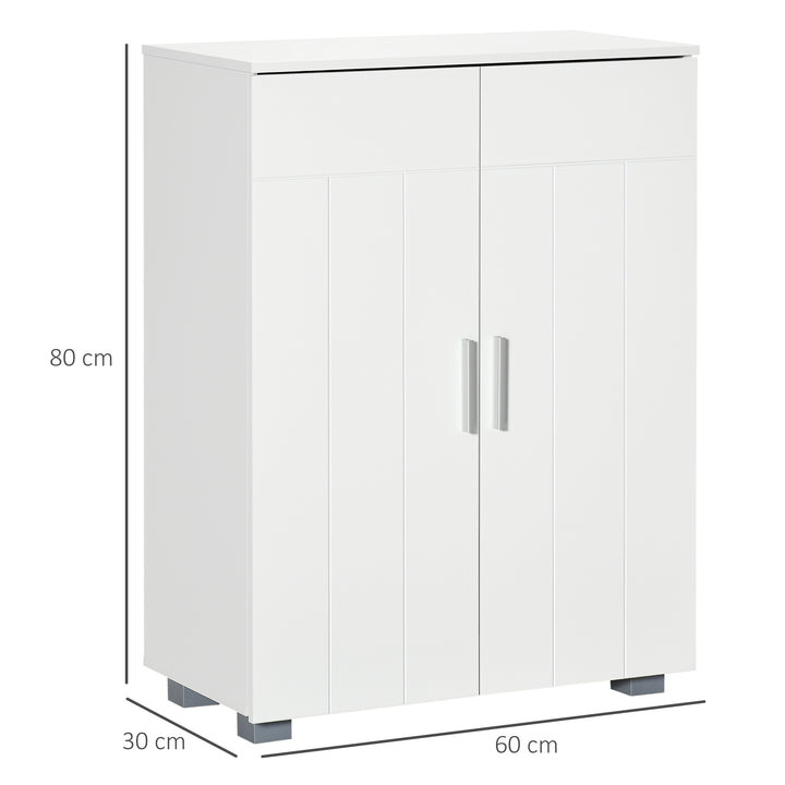 kleankin Modern Free Standing Bathroom Linen Cabinet, Storage Cupboard with 3 Tier Shelves, White.