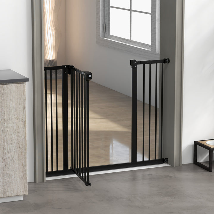 Adjustable Safety Gate w/ Two Extensions, Four Adjustable Screws, Black