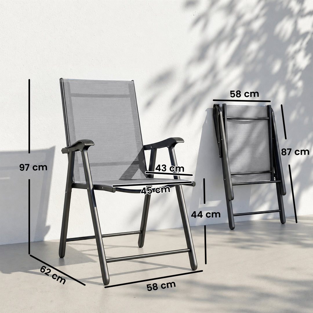 Folding Garden Chairs Set of 2, Foldable Garden Dining Chairs with Hig
