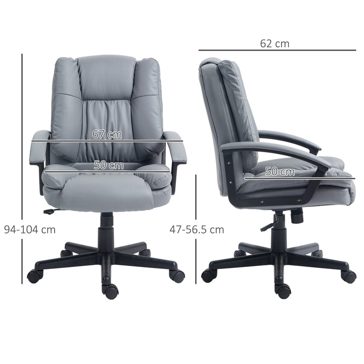 Office Chair, Computer Desk Chair, Mid Back Executive Chair with Adjustable Height and Swivel Rolling Wheels for Home Study, Light Grey