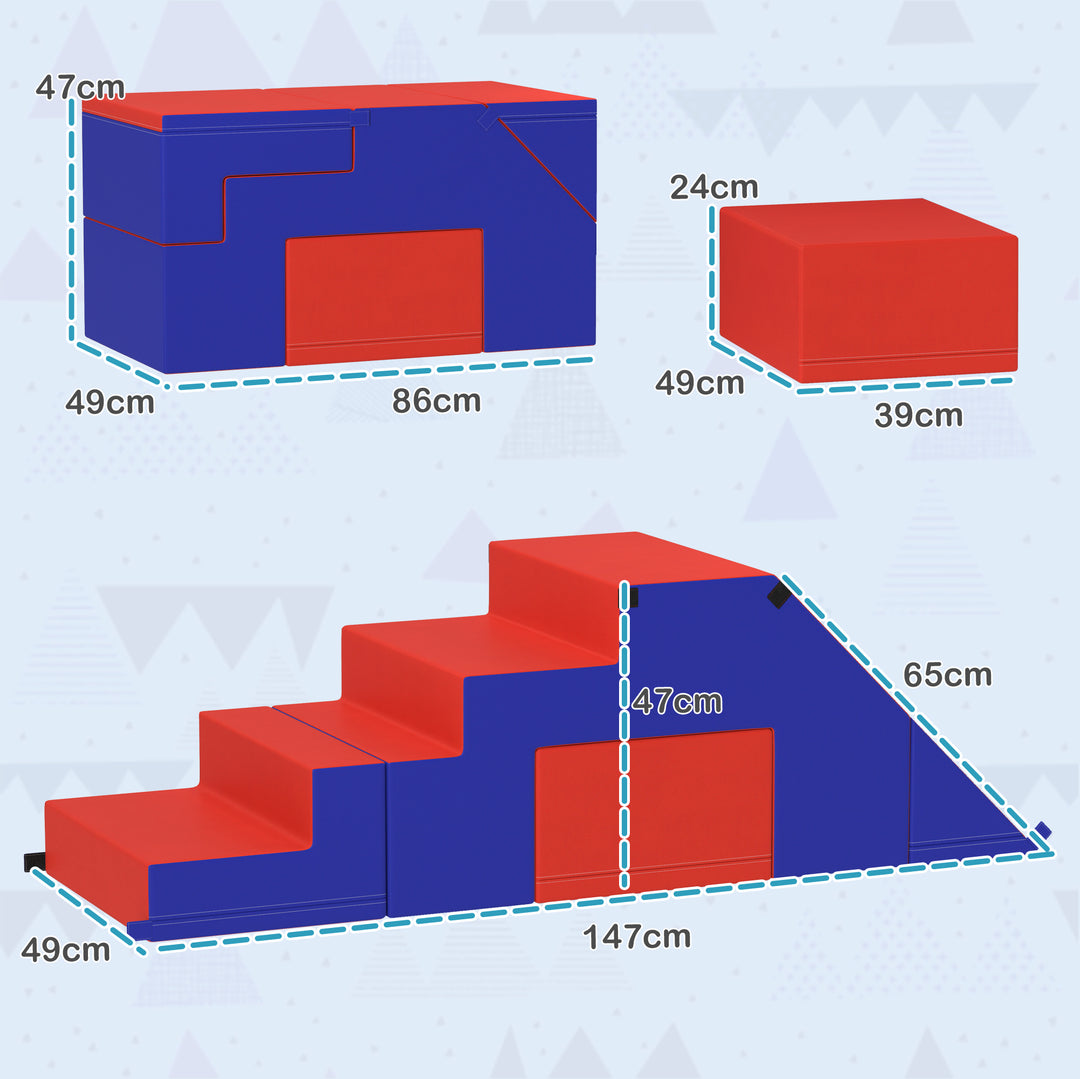 HOMCOM 2-piece Soft Play Set, Baby Foam Climber Block for Toddler 1-3 Years, Dark Blue | Aosom UK