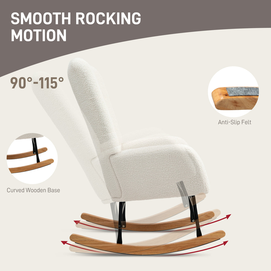 Teddy Fleece Rocking Chair - Cream White