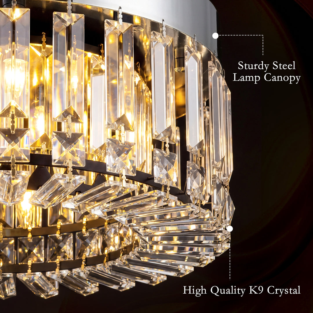 Crystal Chandeliers with 160 Crystal Pendants, 6-Light Ceiling Light f