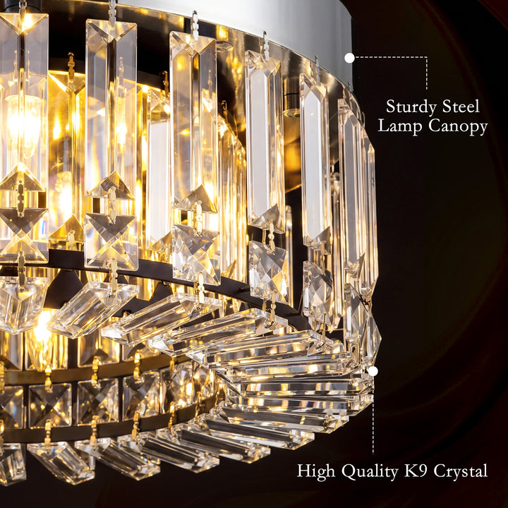 Crystal Chandeliers with 160 Crystal Pendants, 6-Light Ceiling Light f
