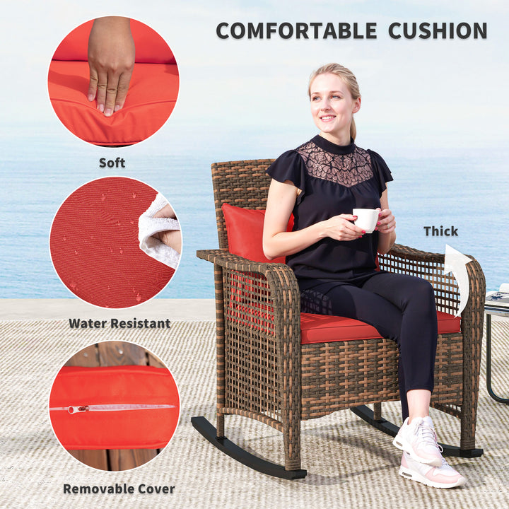 Rattan Rocking Chair - Red