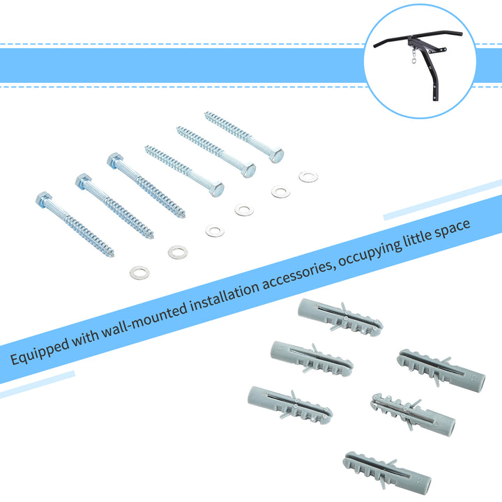 MCL Punching Bag Hanger Wall Mount Bracket Kick Boxing MMA Training Frame Home Fitness Workout Pull Up Bar, Black