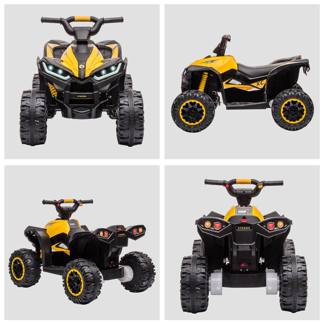 HOMCOM Kids' 12V Electric Quad Bike: Ride-On ATV with Forward/Reverse, Speed Control, Suspension, Horn & Music, Yellow | Aosom UK