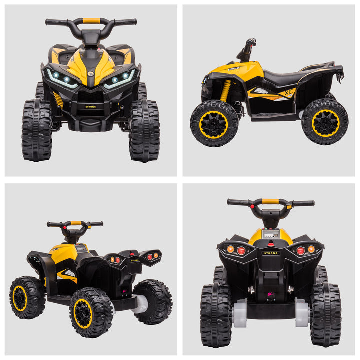 HOMCOM Kids 12V Electric Quad Bike, ATV Ride On Car Toy with Forward/Reverse, High/Low Speed, Suspension, Horn, Music, Yellow