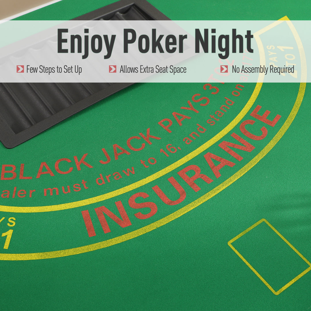 Poker Table, 7-Player Folding Blackjack Table with Chip Tray, Cup - view 5
