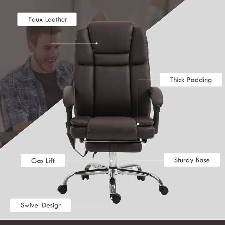 Six Point Vibrating Massage Office Chair - Dark Brown