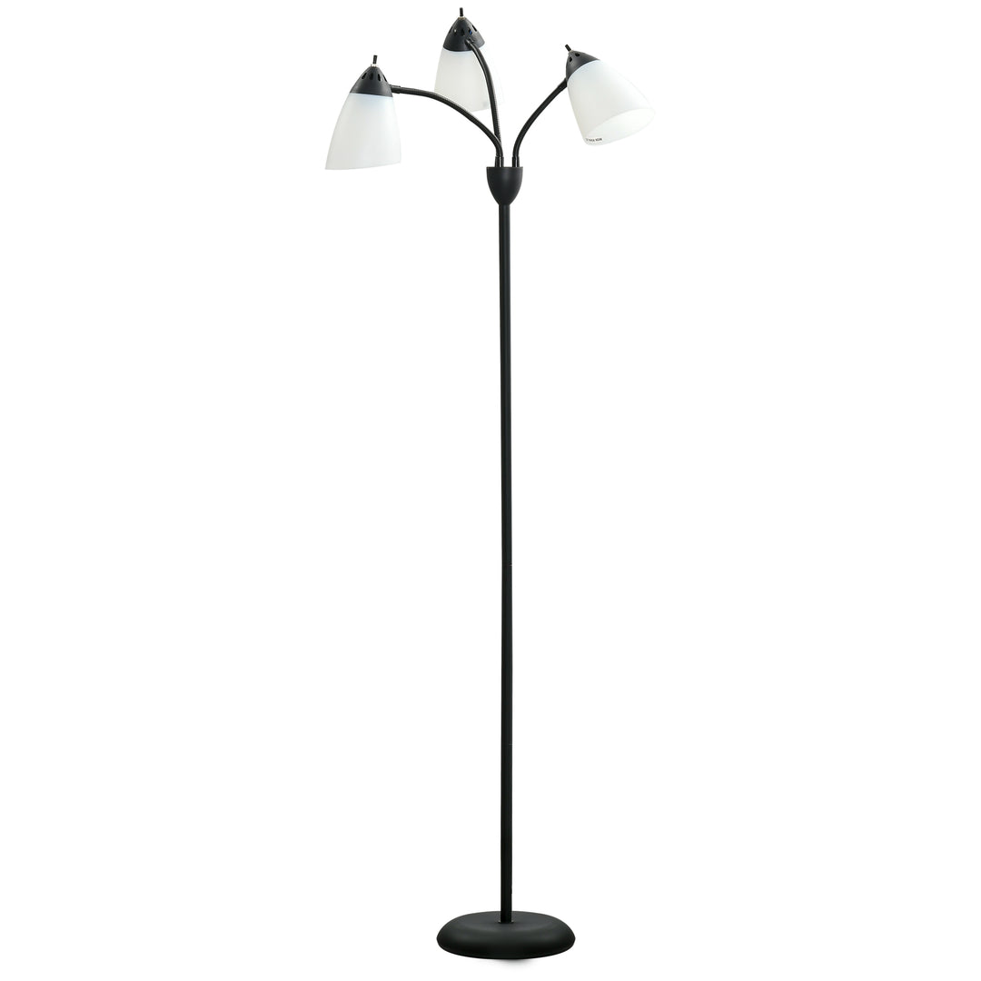 Arc Tree Floor Lamp with 3 Adjustable Rotating Lights, Industrial Standing Lamp with Steel Frame for Bedroom Living Room, 155cm, Black