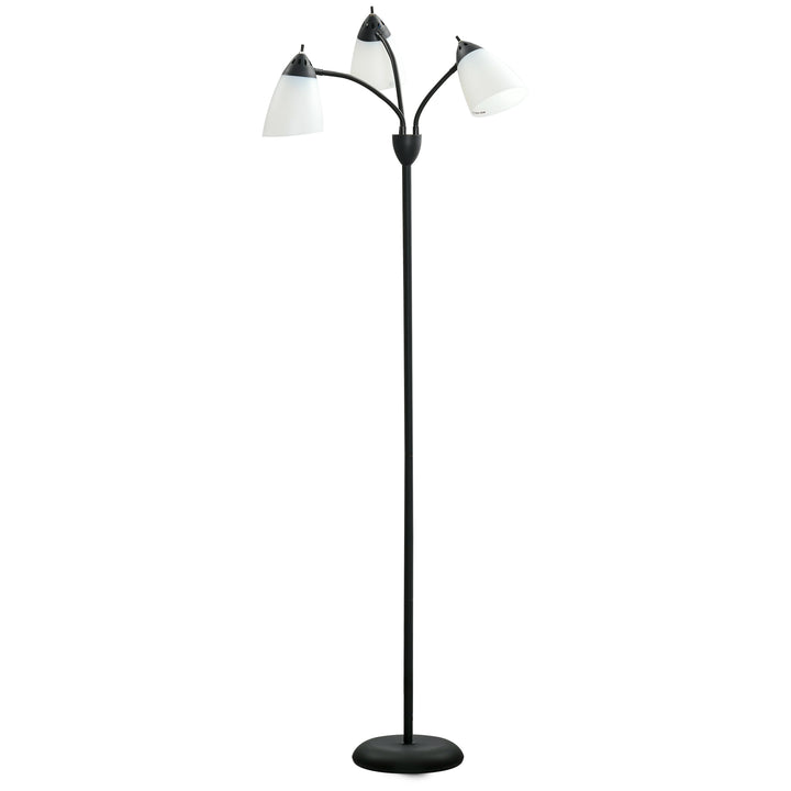 Arc Tree Floor Lamp with 3 Adjustable Rotating Lights, Industrial Standing Lamp with Steel Frame for Bedroom Living Room, 155cm, Black