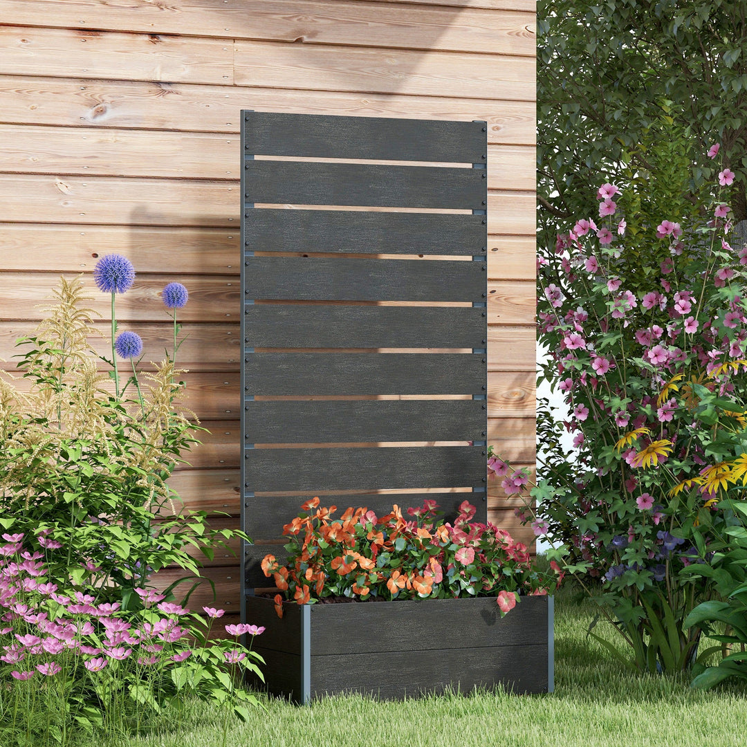 34 x 69.5cm Garden Planter Box, with Back Trellis