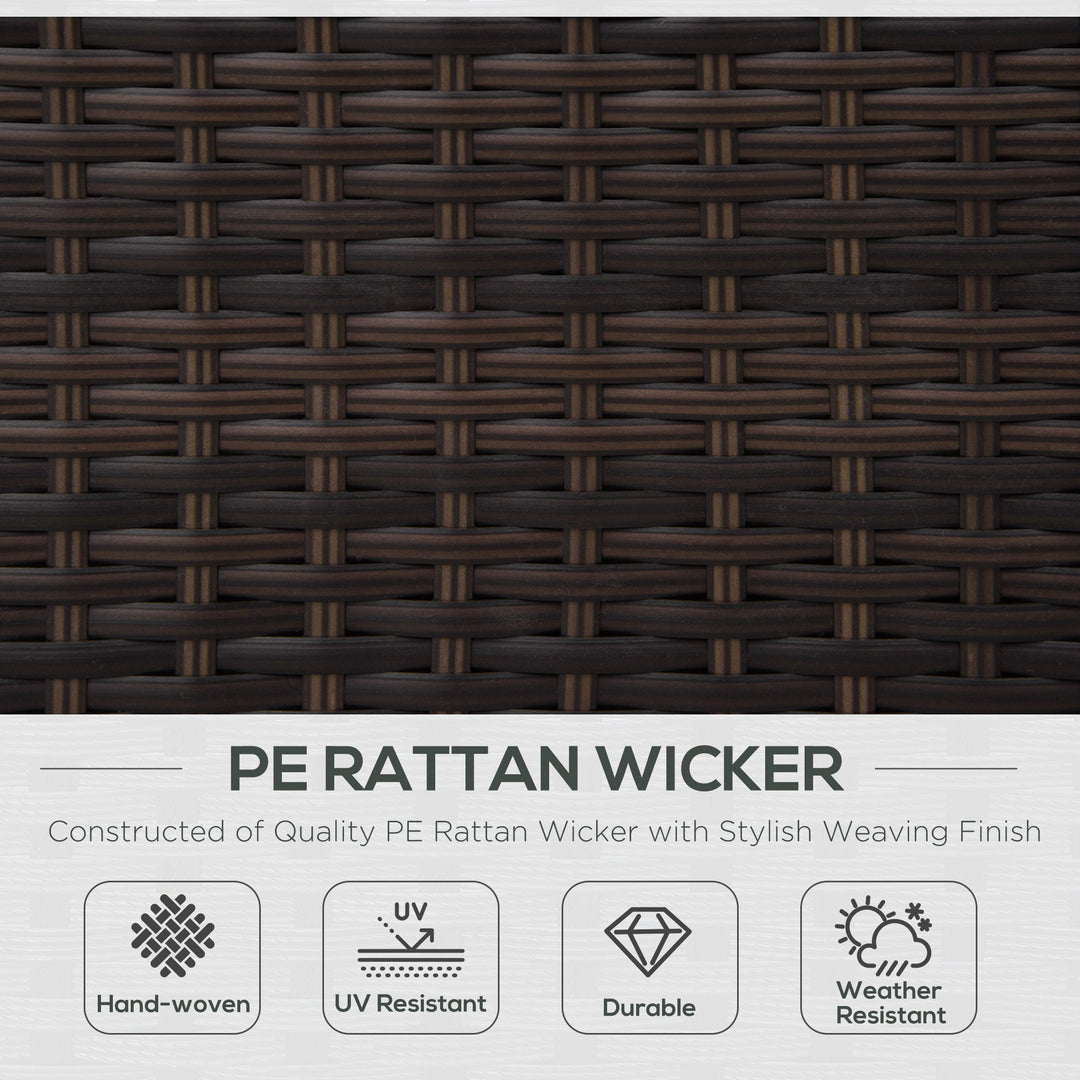 Outsunny Single Seater Rattan Chair, PE Wicker Garden Armchair with 10 cm Thickened Cushion, All-Weather Rattan Garden Chair with Armrests, Brown