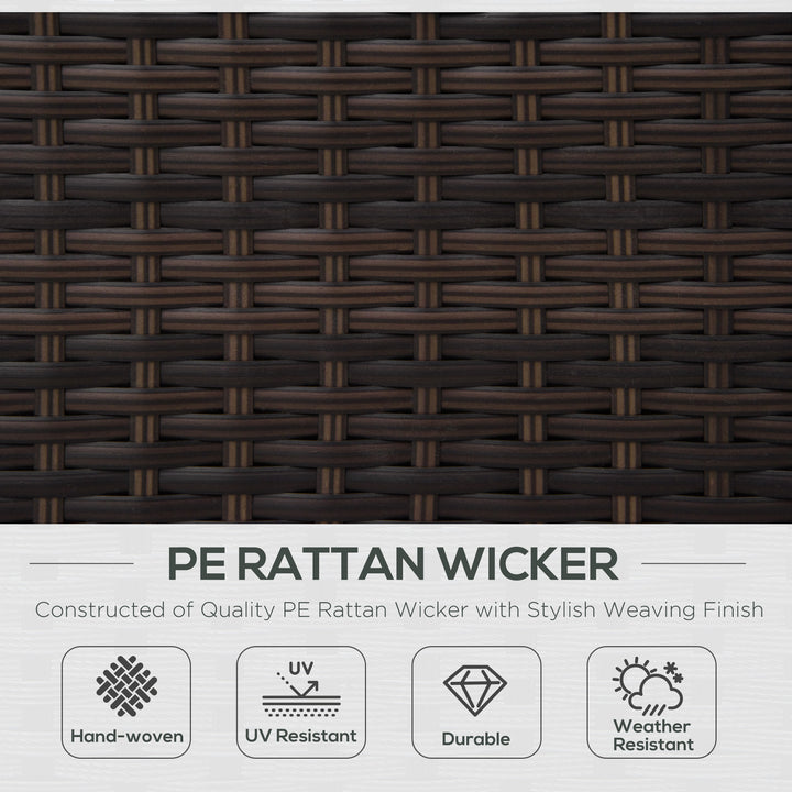 Outsunny Single Seater Rattan Chair, PE Wicker Garden Armchair with 10 cm Thickened Cushion, All-Weather Rattan Garden Chair with Armrests, Brown