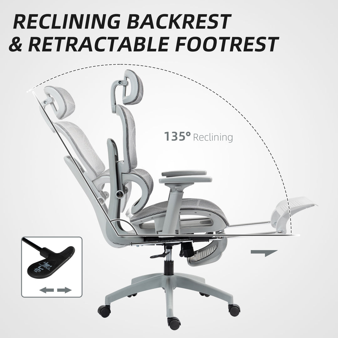 Multi-Adjustable Mesh Office Chair - Grey