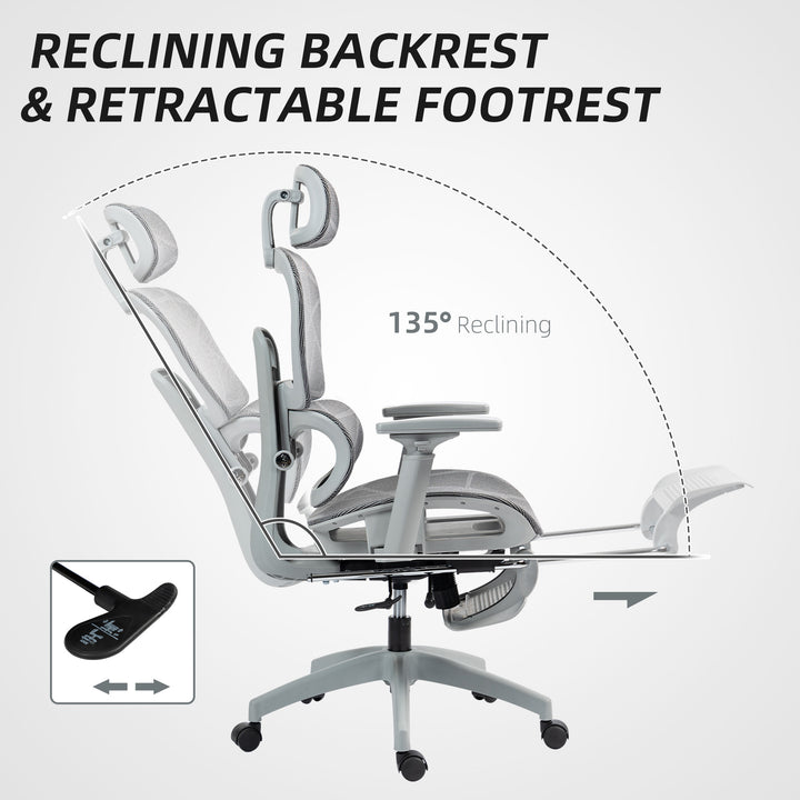 Multi-Adjustable Mesh Office Chair - Grey