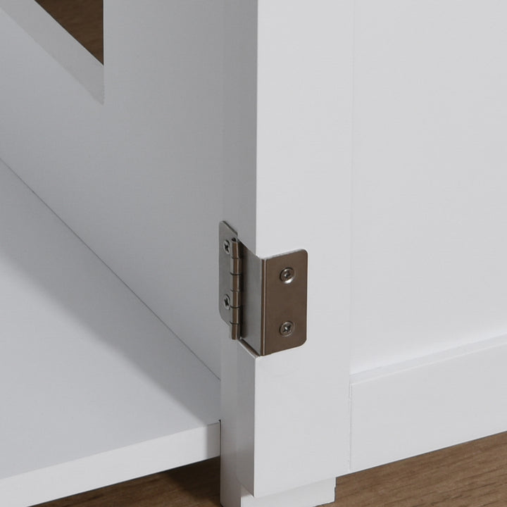 MCL Wooden Cat Litter Box Enclosure Furniture with Adjustable Interior Wall & Large Tabletop for Nightstand, White