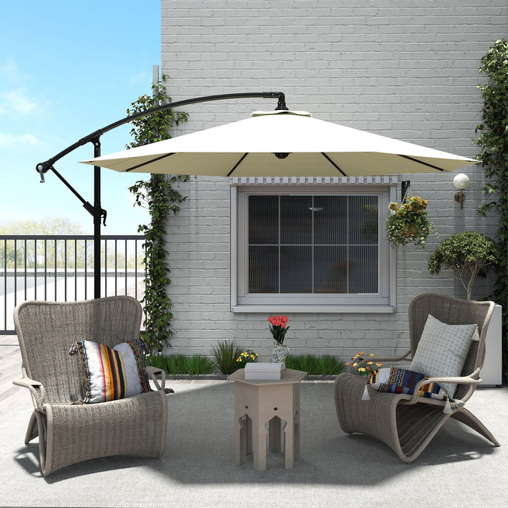 MCL 3 m Parasol Garden Sun Umbrella Banana Hanging Rattan Set Umbrella Cantilever - Cream white